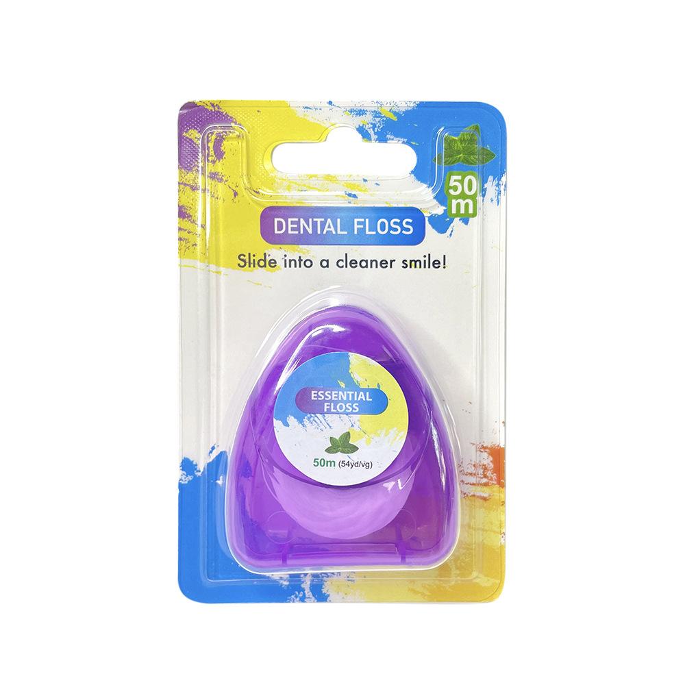 50M Triangle Dental Floss Ring Disposable Micro-Wax Floss Gentle Cleaning Mint Floss Roll Interdental Cleaning Tool