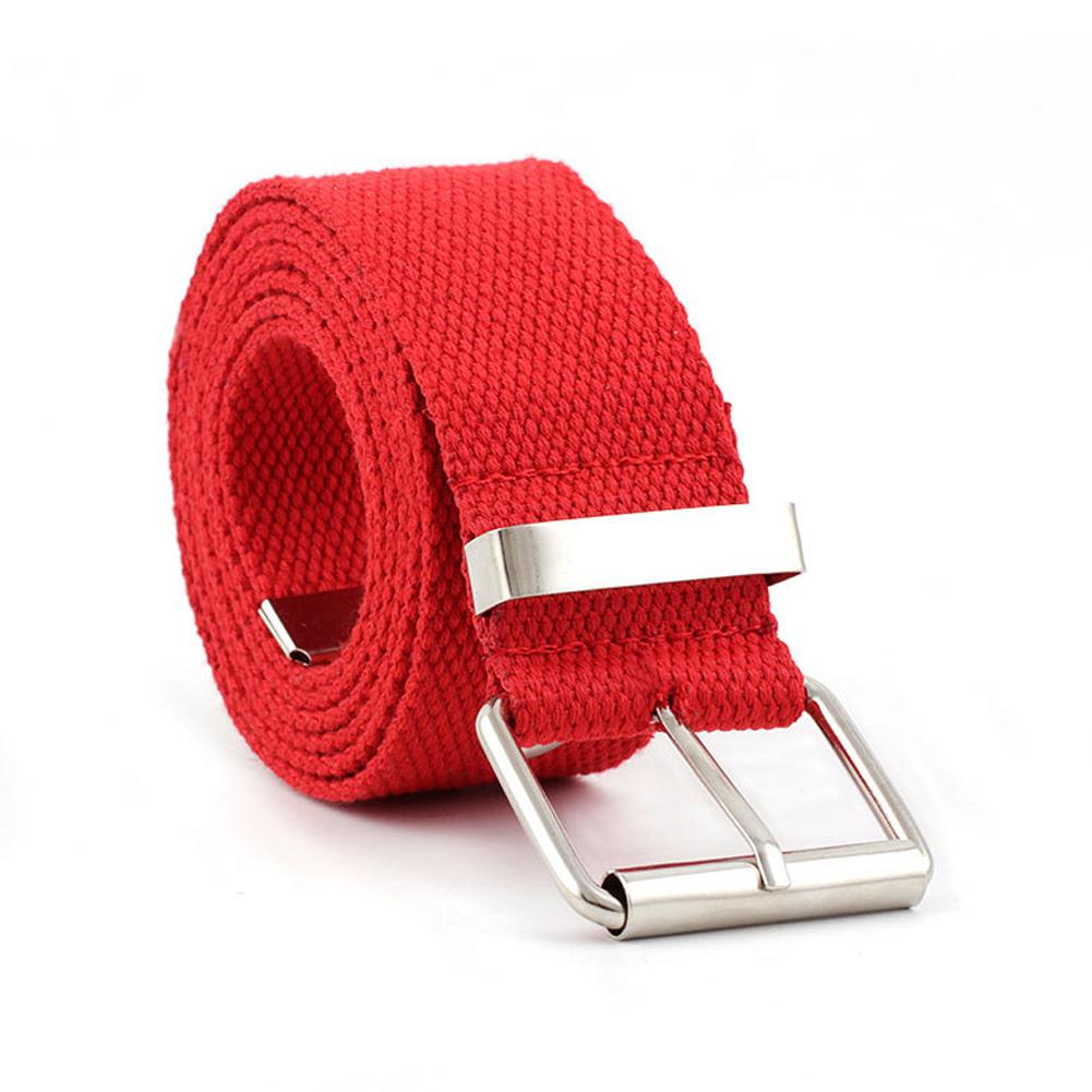 Men Women Fashion All Match Pin Buckle Hollow Out Holes Canvas Waist Belt