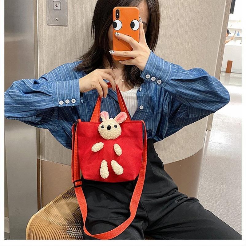Søt Sommer Ny TikTok Viral Tegneserie Bjørn Lerretspose Jenter Skulderveske Crossbody Veske Trendy