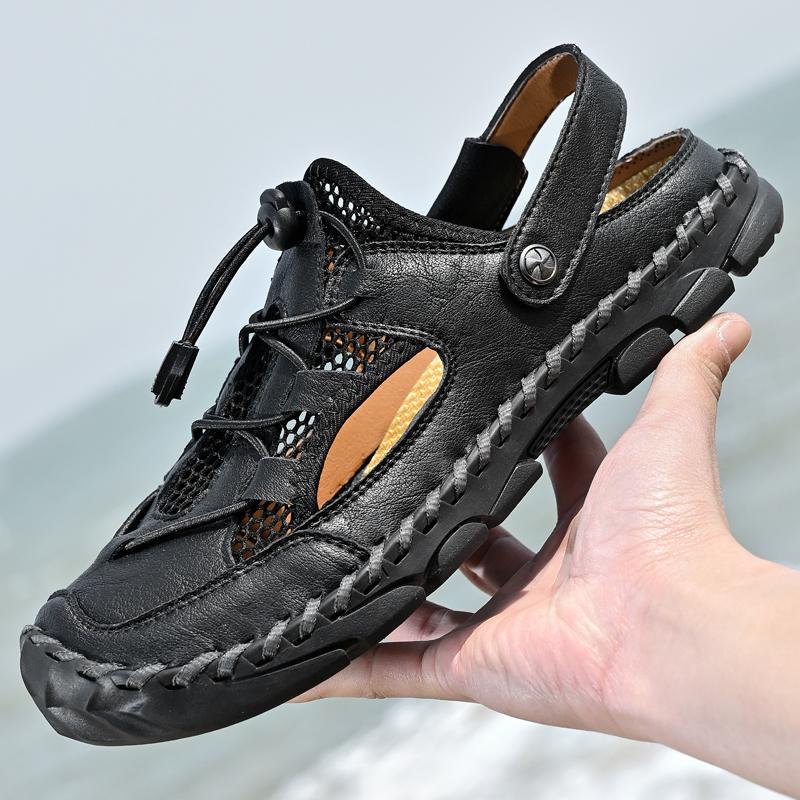 Fashion Fashionable Summer Large Size Hollow Breathable Beach Sandals Trendy Jacket Casual Online Shoes Men's Slippers Rubber Sole