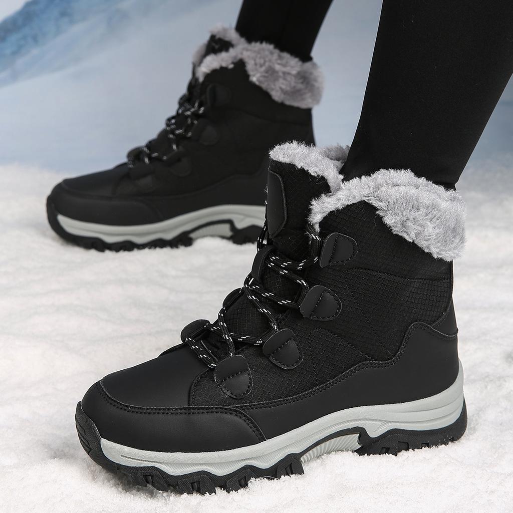 Schneestiefel Damenstiefel Fleece verdickt Martin Stiefel Damenstiefel Schnürstiefel Damen Baumwollschuhe Übergröße Freizeit Outdoor Reise