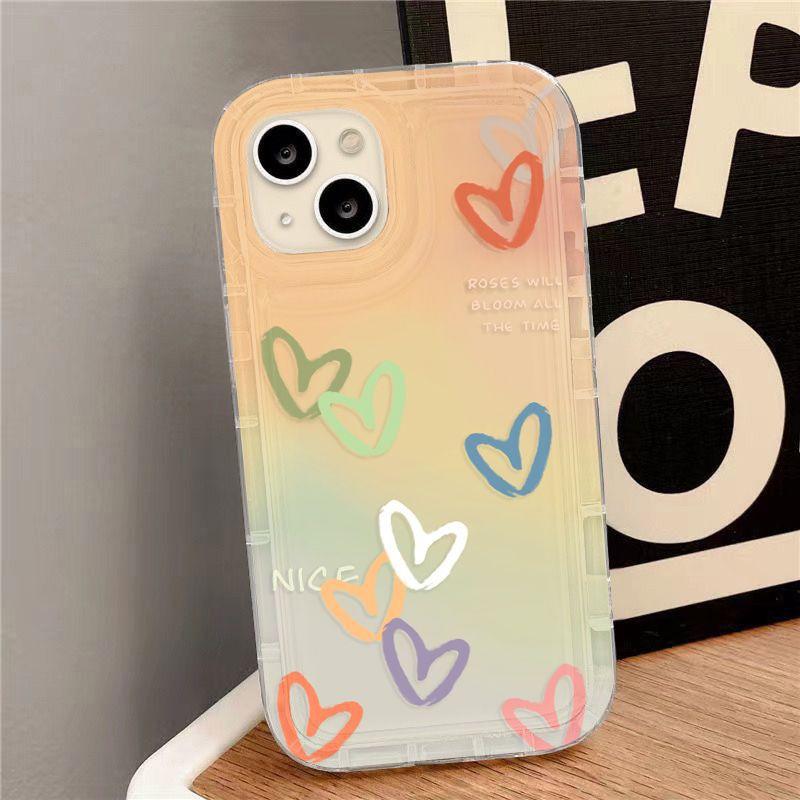 Gradual change of small love applies to iPhone17Pro airbag mobile phone case 14Pro niche x Apple 12 all-inclusive 15/13