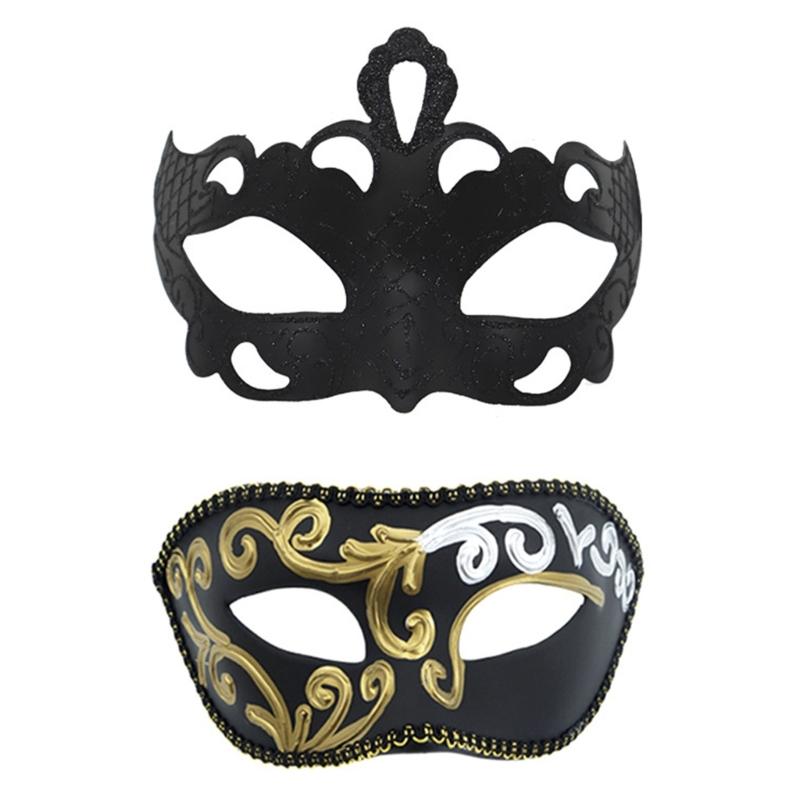Couple Masquerade Mask for Women Men Halloween Half Face Mask Masquerade Eye Mask for Masquerade Halloween Wedding Prom чёрный