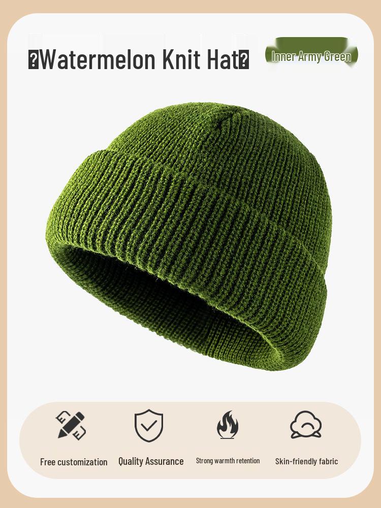 Benutzerdefinierte bestickte Herren- und Damen-Dicke Warme Strickmütze - Einfarbig, Herbst/Winter-Hut