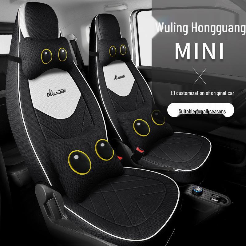 Full Coverage Cartoon Fabric Seat Cover for 2020-2022 Wuling Hongguang MINI 1st & 2nd Gen (4-Seater)