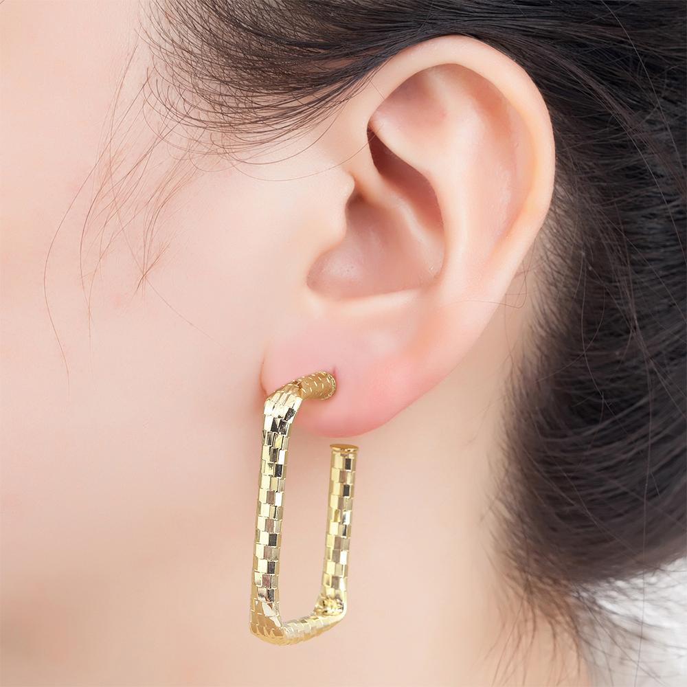 Nidin New Trendy 2 Colors Geometric Hollowed Square Shape Punk Style Earrings Zircon Women Simple Jewelry Party Gift Wholesale
