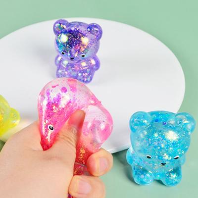 Yousheng 4/8Pcs Squeeze Bear Toys Mini Sequins Bear Figures Squeeze Ball Toy Finger Fidget Sensory Toy for Kids Adults Stress Relief