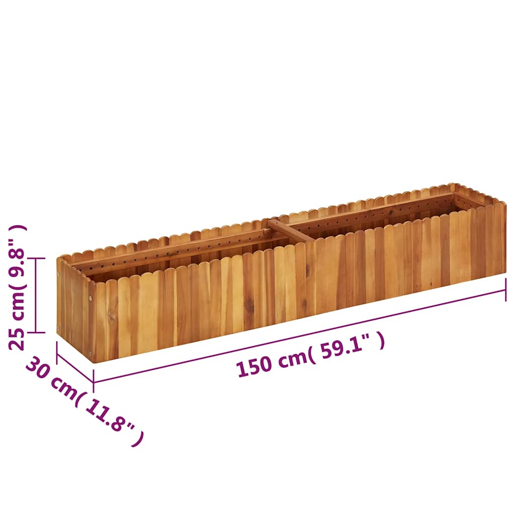 Garden Raised Bed 150 x 30 x 25 cm Solid Acacia Wood