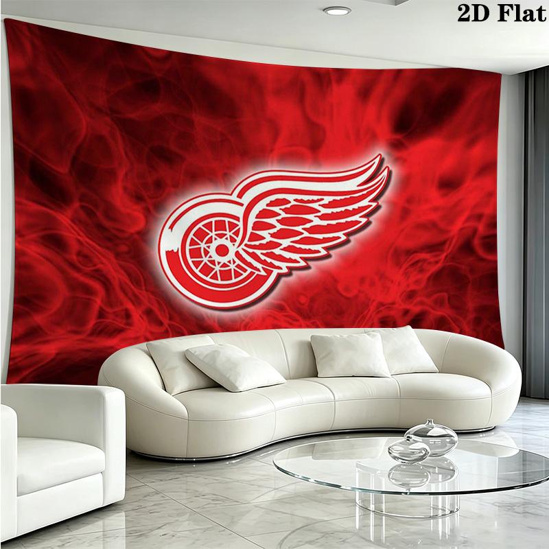 Detroit Red Wings Wall Tapestry Aesthetic Wall Hanging Printed Fabric Blanket Decorative Tapestries for Bedroom Living Room Home Decor