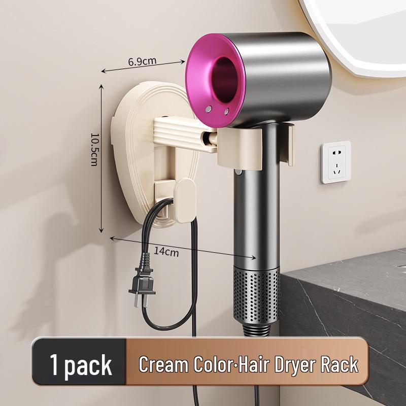 No-Drill Suction Cup Hair Dryer Holder and Storage Rack