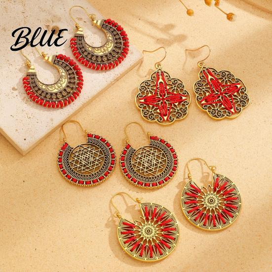 Beach Vacation Accessories 1 Pair Retro Style Bohemia Earrings Hand-Woven