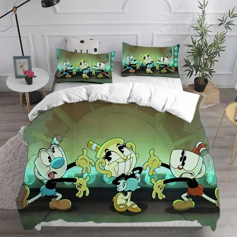 3D Neue Heimtextilien Cartoon Cuphead Bettwäschesets Bettdecke Quilt Bettüberwurf Bettbezug Kissenbezugsets Kinder Erwachsenengröße