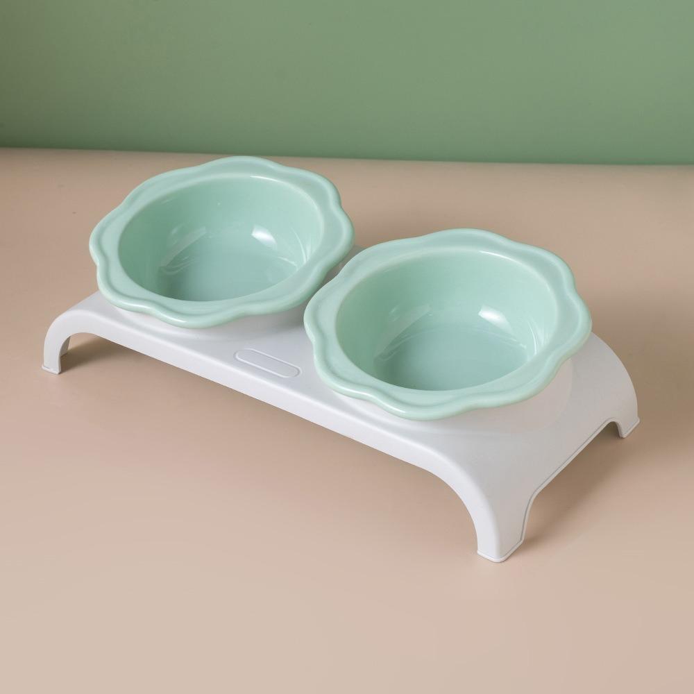 

Non-Slip Ceramic Cat Double Bowls Detachable Dogs Slow Feeder Bowls Pet Feeding зелёный