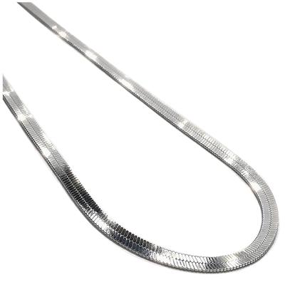 925 Flat Snake Chain, 2mm Wide, 40cm-45cm Long. A Luxurious, High-gloss, Reflective, and Glossy Necklace Made In Jaipur, India. (40cm) [Item]