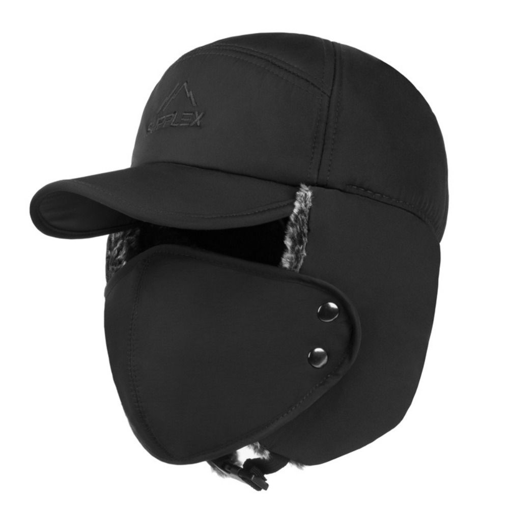 

Windproof Winter Hats With Earflap Mask Cotton Warm Snow Cap Ear Protection Winter Ski Thick Balaclava for Men Women чёрный