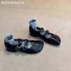 Fashion Women Leather Mary Jane Shoes Shallow Buckle Heels Shoes Woman 2024 Trend Autumn Ballet Shoes New Fashion Mujer De Zapatillas