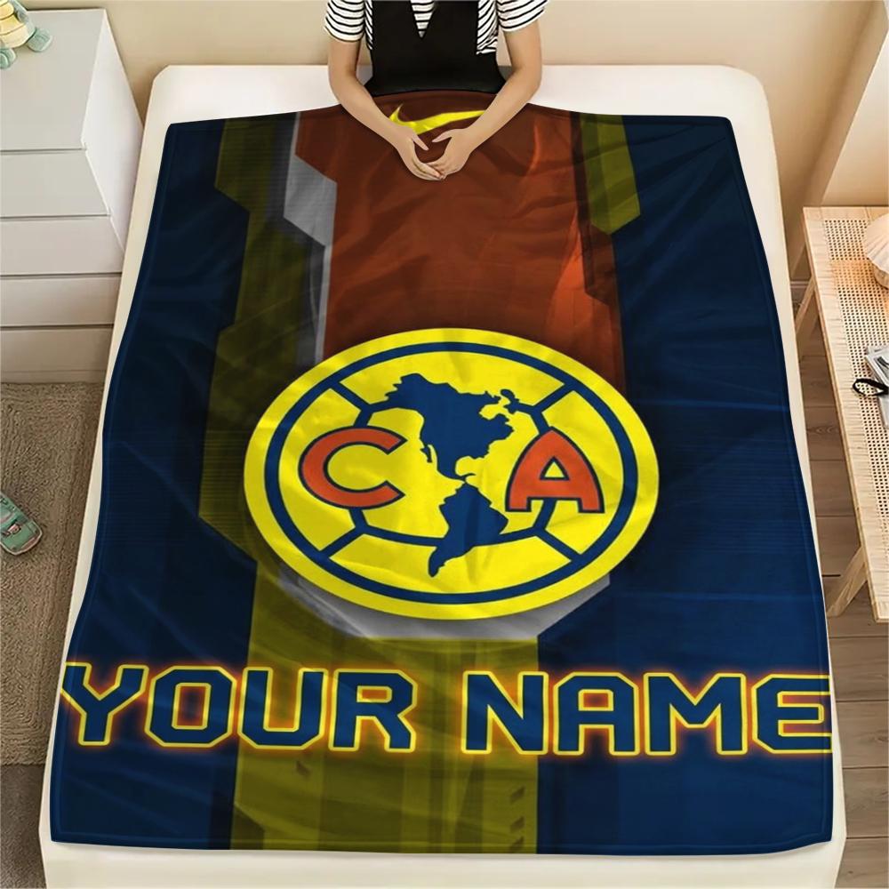 1PC Custom Name Club America Patterned Flannel Blanket Suitable For All Seasons for Home Decor Warmth and Comfort Gifts Holiday Present