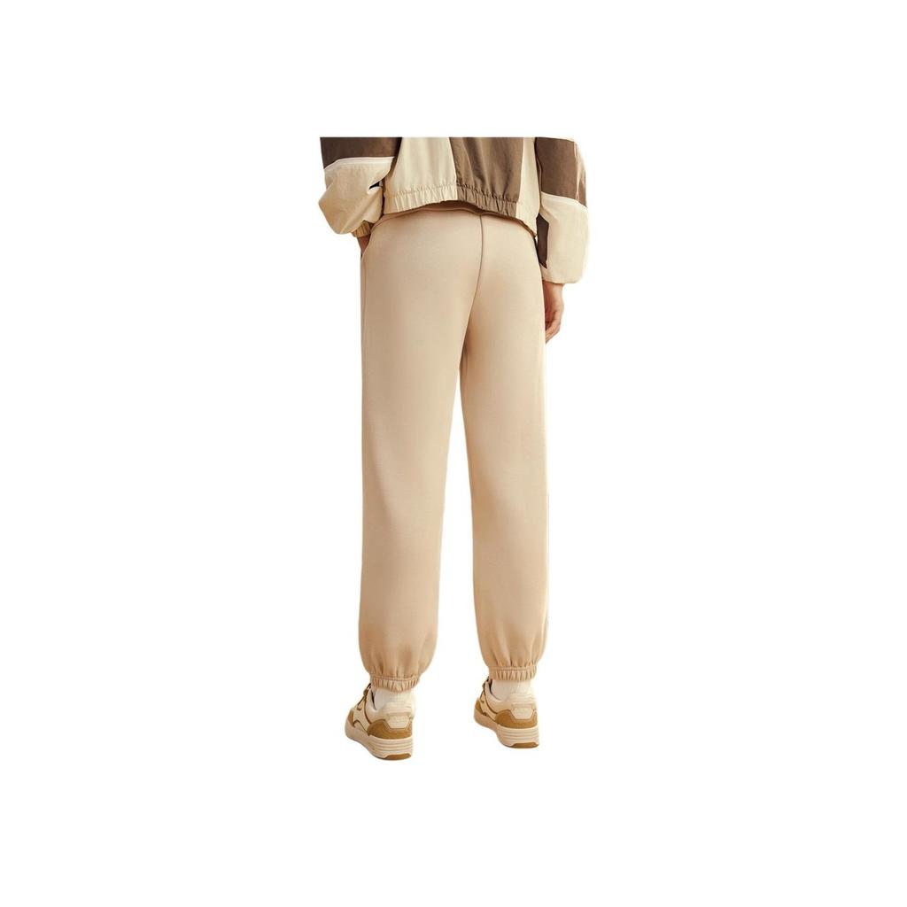 Anta Lifestyle Series Letter Mid-Waist Tapered Knitted Sports Pants Women Pants Buckwheat-Gray 162418309-1