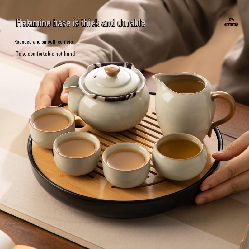 YIHUTEA Yellow Ru Stainless Steel Tea Set