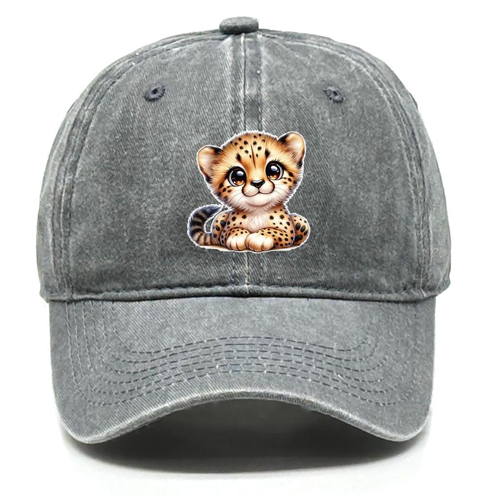 Leopard Print Snapback Sun Hat, Animal Mesh Hat Simple Adjustable Buckle Inelastic Retro Adjustable Baseball Cap