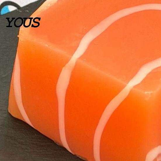 Sensory Stress Relief Toy Thick Cut Salmon Squeeze Toy, Realistic Food Slow Rising Cube Fidget for Home Office School Silicone