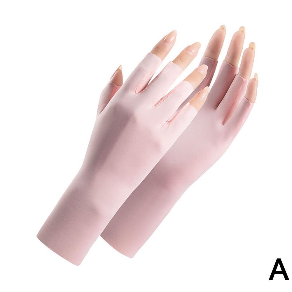 

Women Sunscreen Gloves Fingerless Gloves Summer Sunscreen UV Protection Multicolor Gloves Woman Driving Glove Female Touchscreen розовый