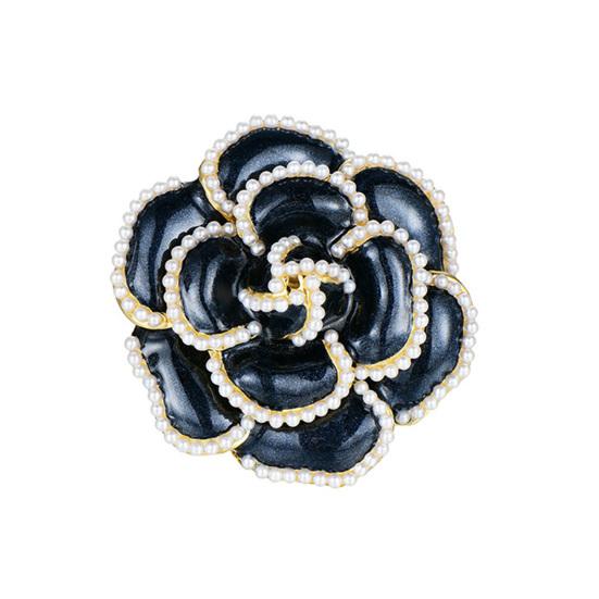

Faux Pearl Camellia Brooch Black White Flower Lapel Pin Sweater Cardigan Coat Business Suit Clothing Accessories Fashion Jewelry чёрный