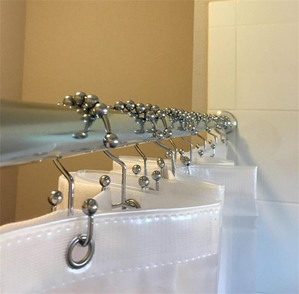 Doppelter Ohrhaken aus Edelstahl, Duschvorhanghaken, Doppelhaken, geeignet für doppelten Duschvorhang