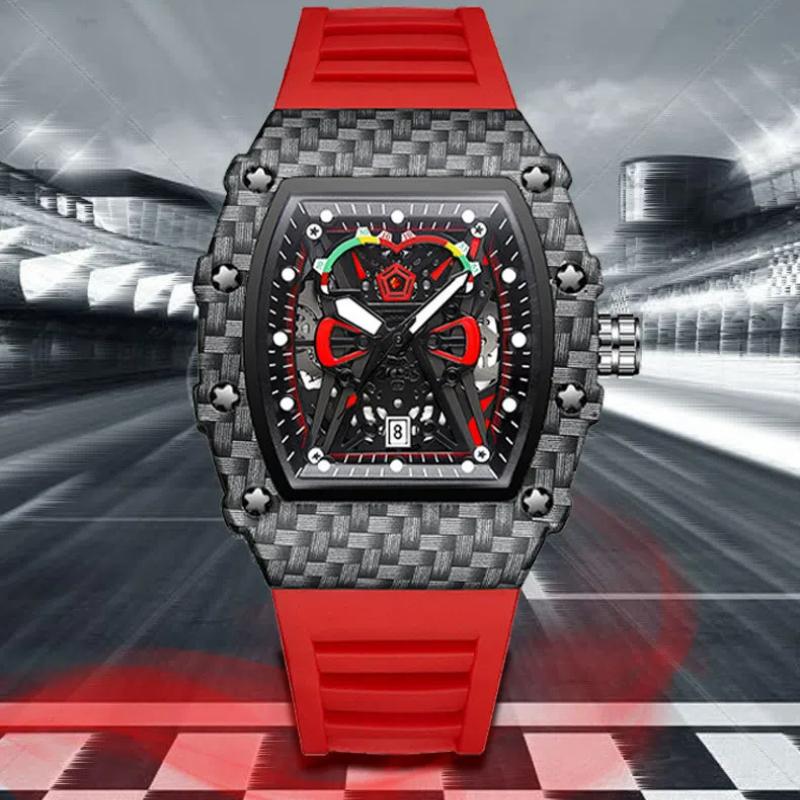 KIMSDUN Herrenuhr Luxus Tonneau Design Wasserdicht Leuchtende Uhren Silikonarmband Armbanduhr Mode Herrenuhr