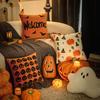 Sturdy Polyester Halloweens Throw Pillowcase With Closure Seasonal Embroidery Sofa Bedroom