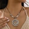 Collar de Caracola y Estrella de Mar con Viento Marino, Conjunto de Collares Grandes de Metal Dorado con Forma de Rosa Exagerada