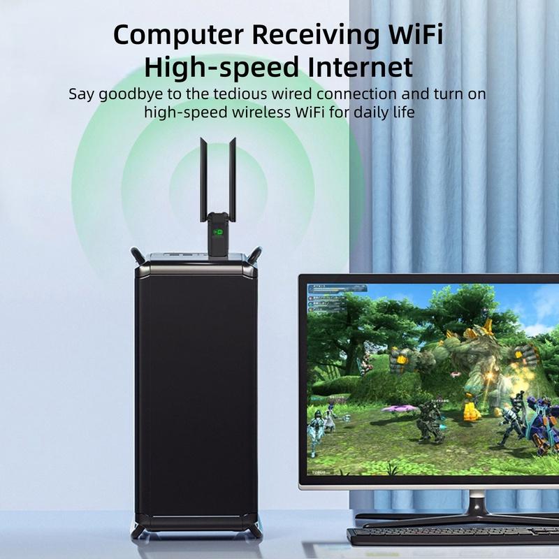 600Mbps USB 2.0 Adaptörü Çift Bant 2.4/5GHz WiFi Kablosuz Şifreleme Dongle Ağ Kartı Windows XP/7/8/8.1/10/11 için Sürücüsüz