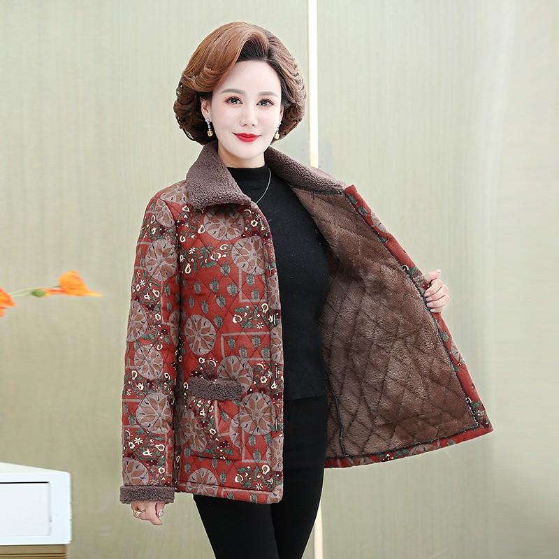 Madre Inverno Vestiti di Cotone Peluche Spesso Caldo Cappotto Imbottito Madre di Mezza Età Casual Parka Giacca Nonna Anziana