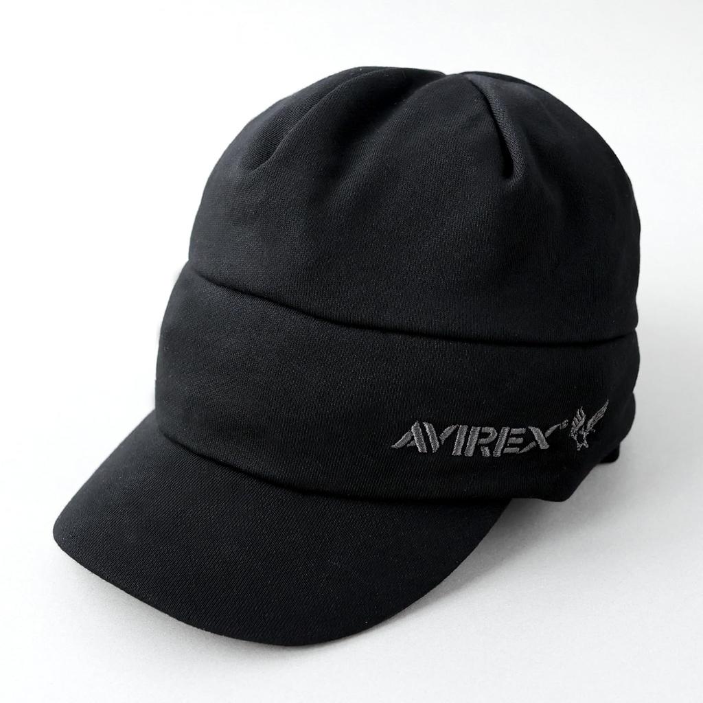 AVIREX Sweat Knit Cap with Newsboy Work Military Watch Black Men's Brim, Cap, Cap, Style, Golf, Cap, glt-av019,