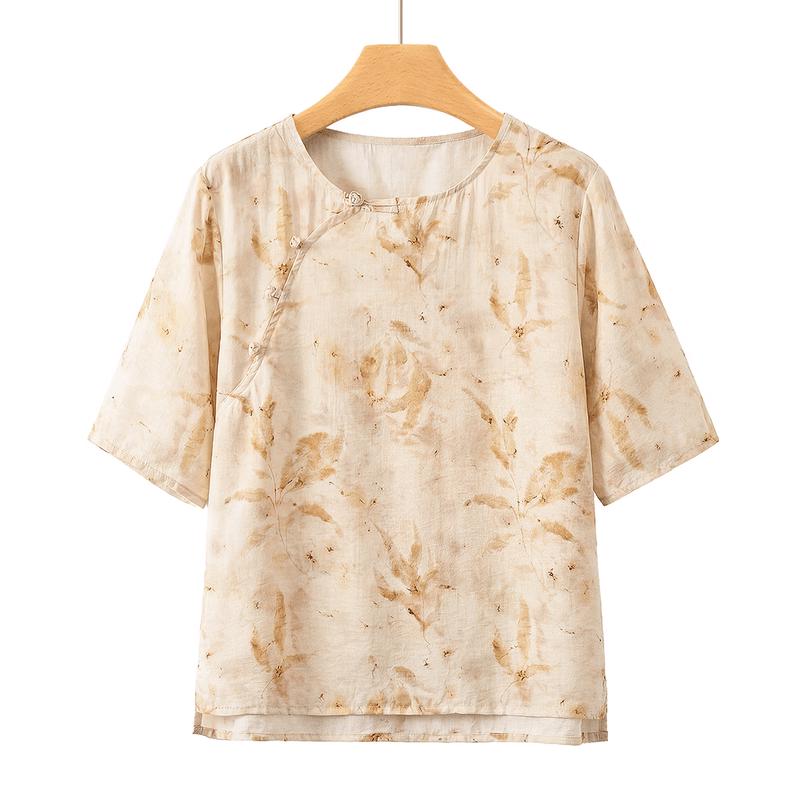 Yuzhaolin Women s New Chinese Style Floral T-Shirt 4XL