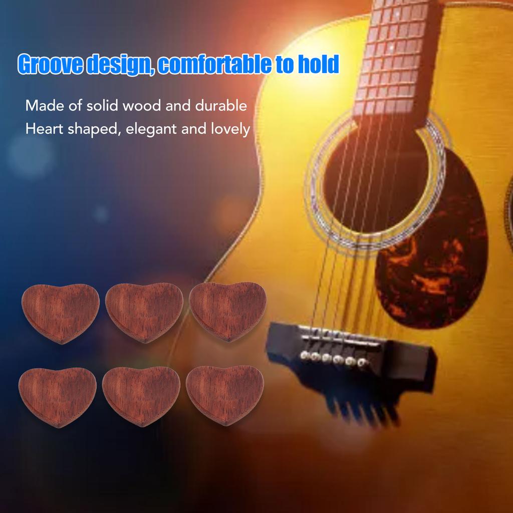 Guitars Accessories Wooden Guitar Pick Acoustic Guitar Pick Rosewood Hearted Shape Finger Guitar Pick