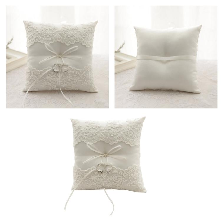 Délicate Cérémonie de Mariage Fête Perles Dentelles Anneaux Coussins Oreillers Porteurs pour Fiançailles Demande en Mariage Décoration