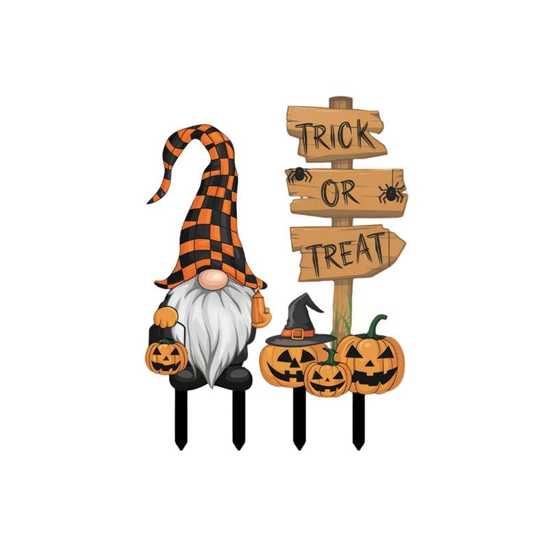 Halloween Garden Decoration Ground Cartoon Pumpkin Gnome Ghost Style Insert Stake