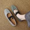 Krazing Pot Crystal Beading Fashion Spring Size 42 41 Low Heels Women Round Toe Shoes Ballet Dance Shallow Flats