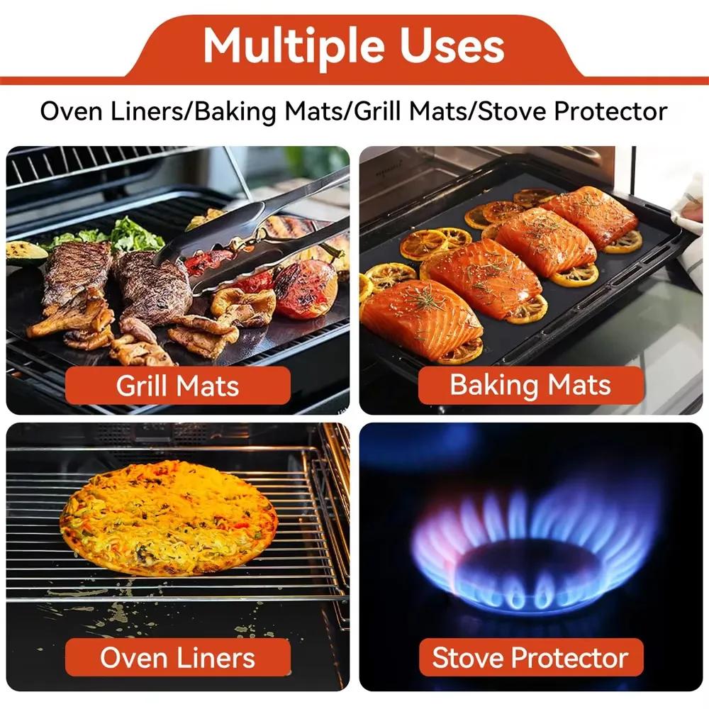 Oven Liners for Bottom of Electric Gas Oven Reusable Non-Stick Teflon Protector Mat Heat Resistant Grill Mats XX-013