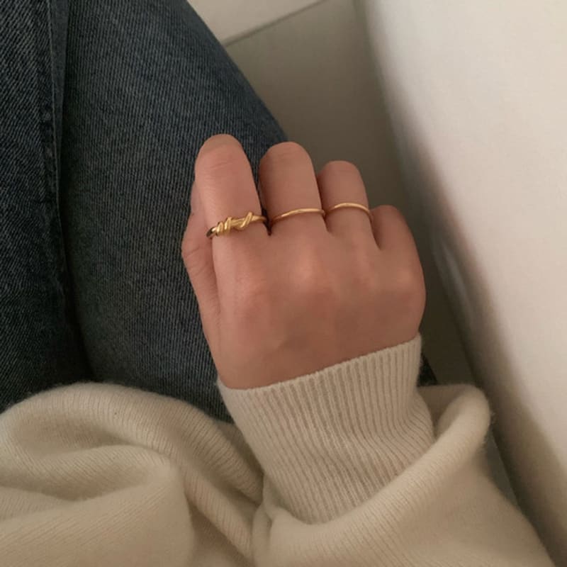 review [1+1] silver basic slim ring (2color)