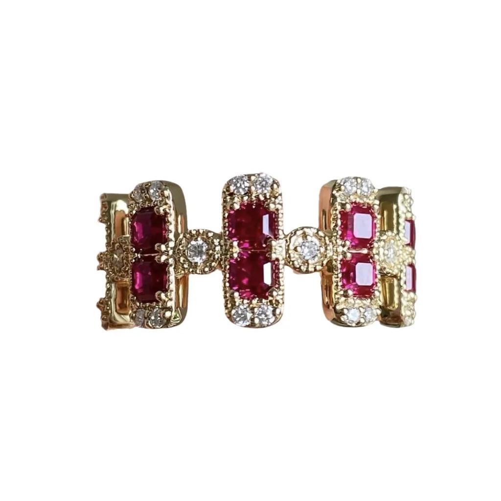 Vintage heavy industry ring women's ins wind-plated gold-plated brushed light luxury zircon niche high-end new product