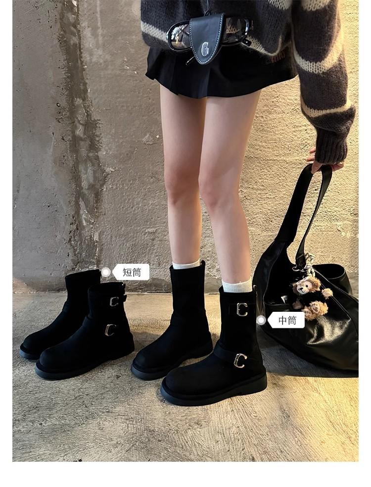 

Кожаные полусапоги женские осенне-зимние новые ретро локомотивные с пряжкой с круглым носом на толстой подошве с увеличением роста западные рыцарские ботинки Мартин 35