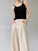 Women's Summer Wide-Leg Cotton Linen Trousers - Loose, Floor-Length, Casual Tencel Pants