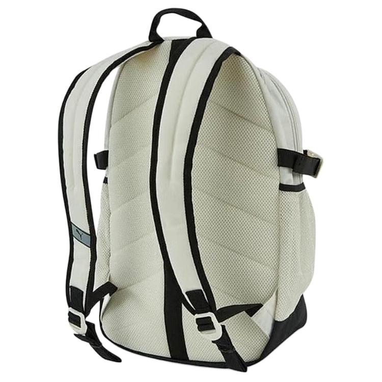 Puma Solid Color Simple Versatile Logo Print Zipper Closure Fabric Backpack Unisex Backpack Gray White 091872-02