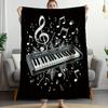 Abstrakte Musiknoten und Tastatur-Print-Kuscheldecke für Sofa, Bett, Büro, Reisen und als Geschenk für Musikliebhaber