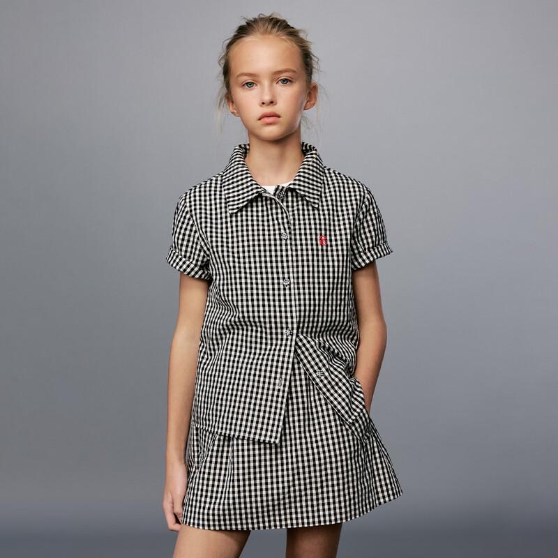 ELLE KIDS Girls  Plaid Cotton Shirt 160