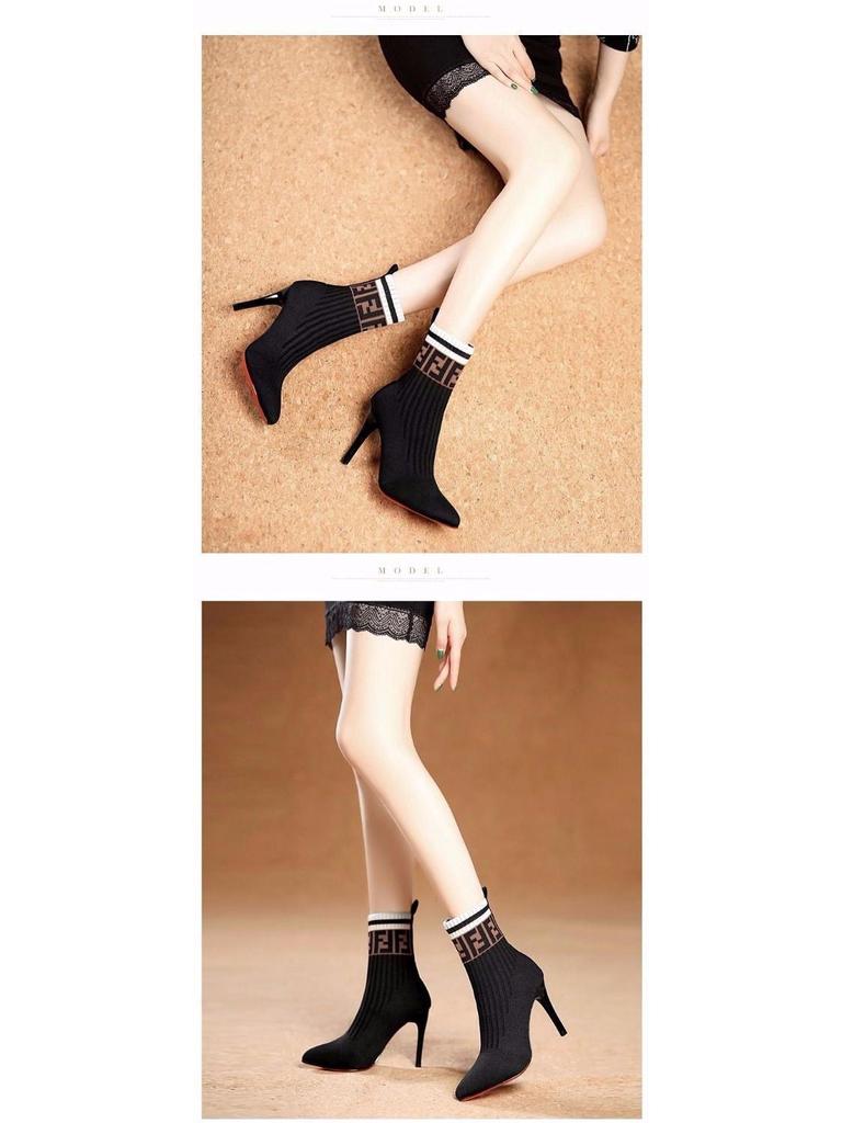 Women's Stiletto Heel Stretch Boots - 2025 Autumn/Winter Collection. Versatile Pointed Toe Sock Boots.