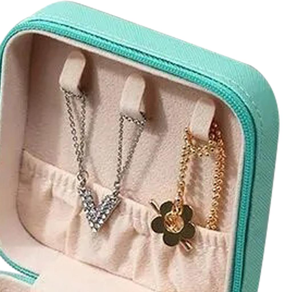 Schmuckkästchen Mintgrün Quadratisch Langlebiges PU-Leder Elegant Weit verbreitetes Schmuckkästchen für Ringe Ohrringe Halskette