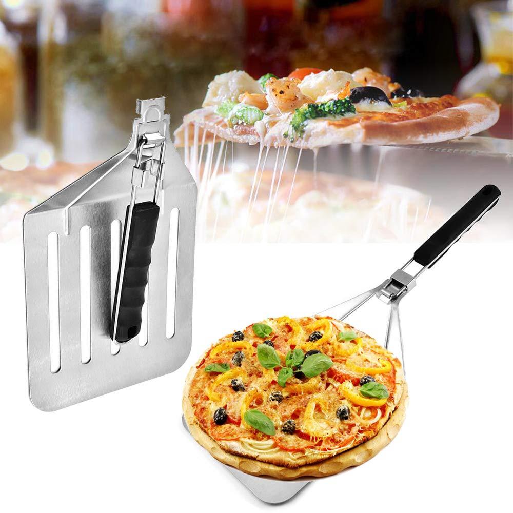 Foldable 430 Stainless Steel Pizza Cake Spatula Pizza Peel Slotted Spatula,Size M (BPA-Free,No FDA Certificate)